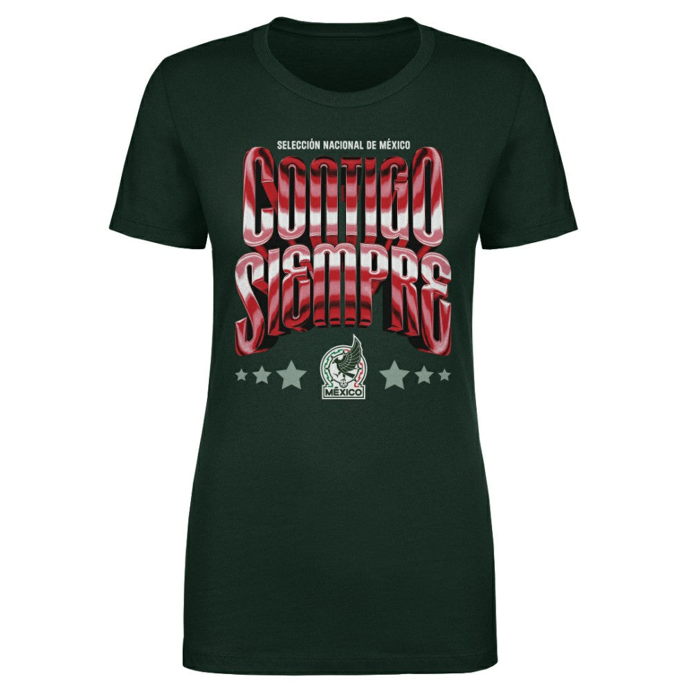 Mexico National Team 500 Level Women's Contigo Siempre Vintage T-Shirt -  Green