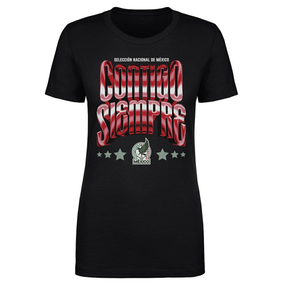 Mexico National Team 500 Level Women's Contigo Siempre Vintage T-Shirt -  Black
