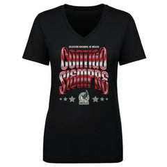 Mexico National Team 500 Level Women's Contigo Siempre Vintage V-Neck T-Shirt -  Black
