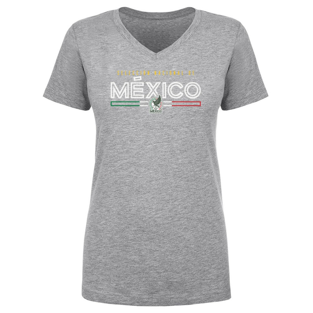 Mexico National Team 500 Level Women's Inline V-Neck T-Shirt -  Heather Gray