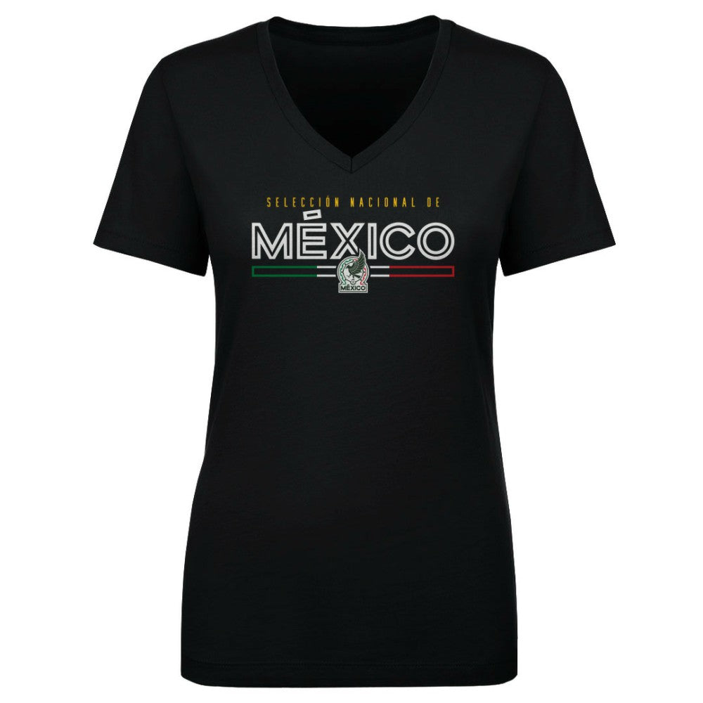 Mexico National Team 500 Level Women's Inline V-Neck T-Shirt -  Black