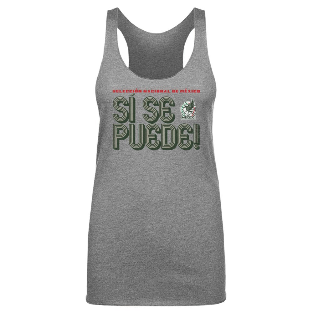 Mexico National Team 500 Level Women's Si Se Puede Inline Bold Tri-Blend Racerback Tank Top -  Gray