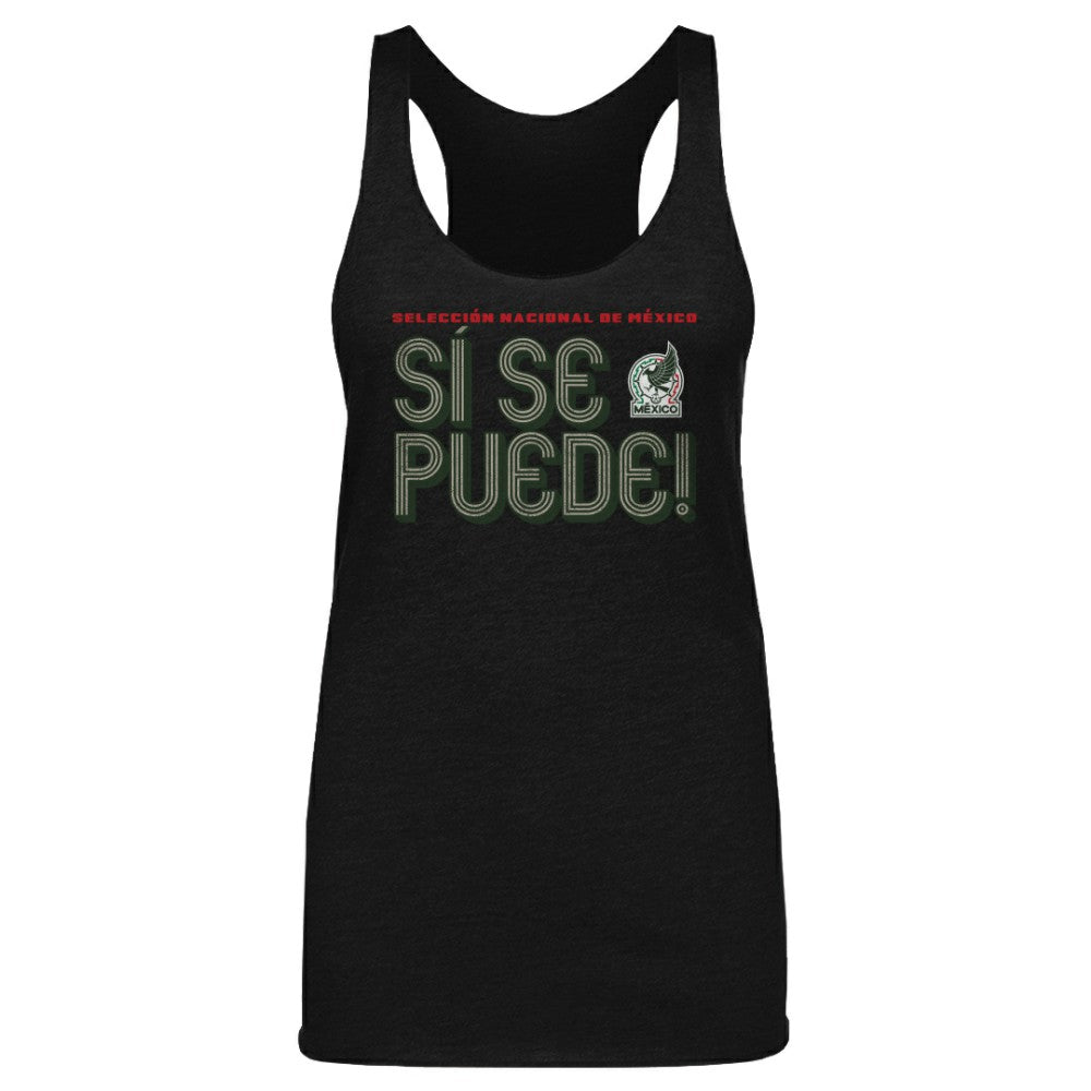 Mexico National Team 500 Level Women's Si Se Puede Inline Bold Tri-Blend Racerback Tank Top -  Black