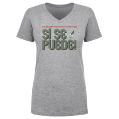Mexico National Team 500 Level Women's Si Se Puede Inline Bold V-Neck T-Shirt -  Heather Gray