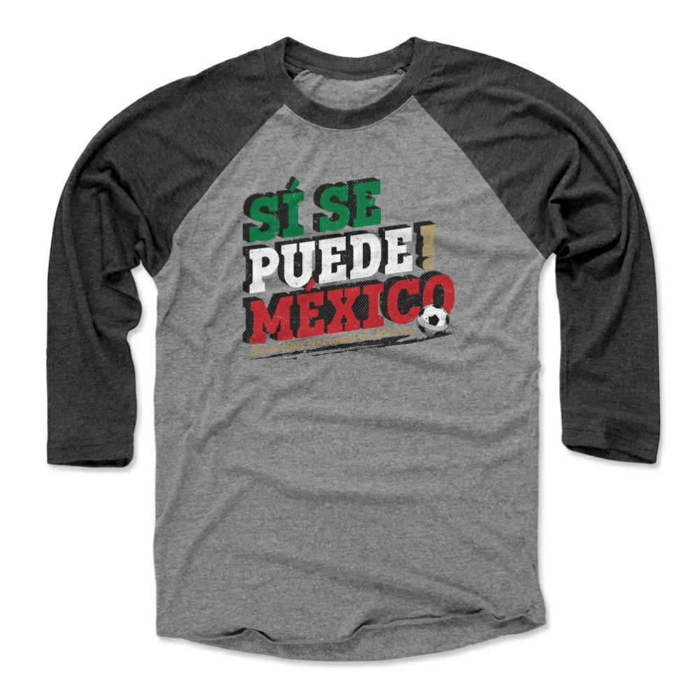 Mexico National Team 500 Level Si Se Puede Raglan 3/4-Sleeve Baseball T-Shirt -  Black/Heather Gray