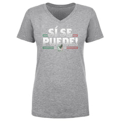 Mexico National Team 500 Level Women's Si Se Puede V-Neck T-Shirt -  Heather Gray