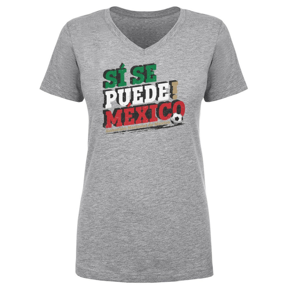 Mexico National Team 500 Level Women's Si Se Puede V-Neck T-Shirt -  Heather Gray