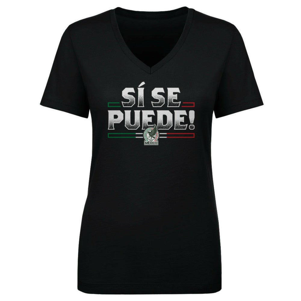 Mexico National Team 500 Level Women's Si Se Puede V-Neck T-Shirt -  Black