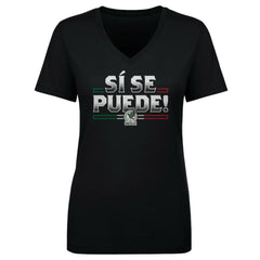 Mexico National Team 500 Level Women's Si Se Puede V-Neck T-Shirt -  Black
