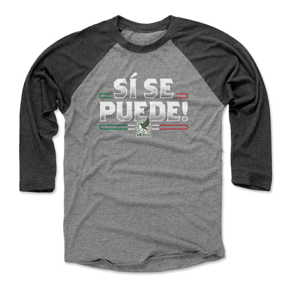 Mexico National Team 500 Level Unisex Si Se Puede Raglan 3/4-Sleeve Baseball T-Shirt -  Black/Heather Gray