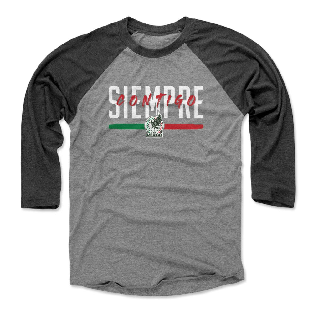Mexico National Team 500 Level Siempre Contigo 3/4-Sleeve Tri-Blend Baseball T-Shirt -  Black/Heather Gray