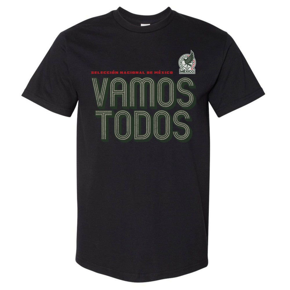 Mexico National Team 500 Level Vamos Todos Inline Bold Heavyweight T-Shirt -  Black