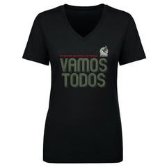 Mexico National Team 500 Level Women's Vamos Todos Inline Bold V-Neck T-Shirt -  Black