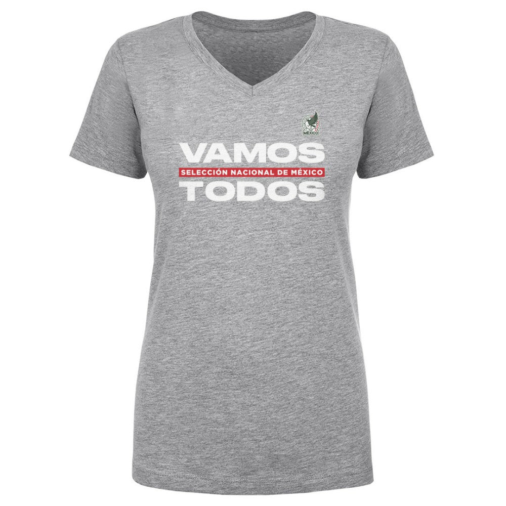 Mexico National Team 500 Level Women's Vamos Todos V-Neck T-Shirt -  Heather Gray
