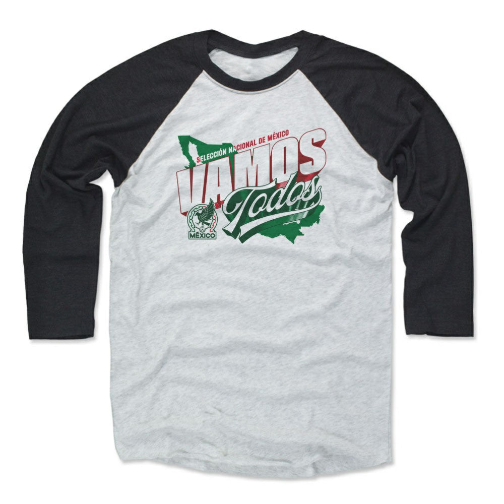 Mexico National Team 500 Level Vamos Todos 3/4-Sleeve Tri-Blend Baseball T-Shirt -  Black/White