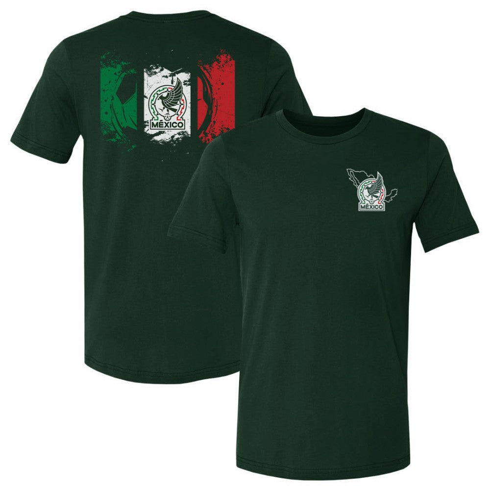 Mexico National Team 500 Level Grunge Flag F&B T-Shirt -  Forest Green