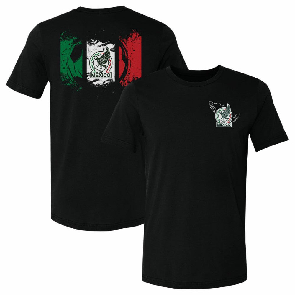 Mexico National Team 500 Level Grunge Flag F&B T-Shirt -  Black
