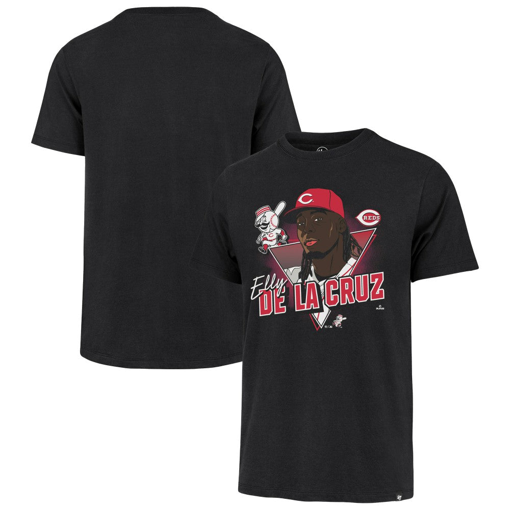MLB Elly De La Cruz Cincinnati Reds '47 Player Caricature Franklin T-Shirt
