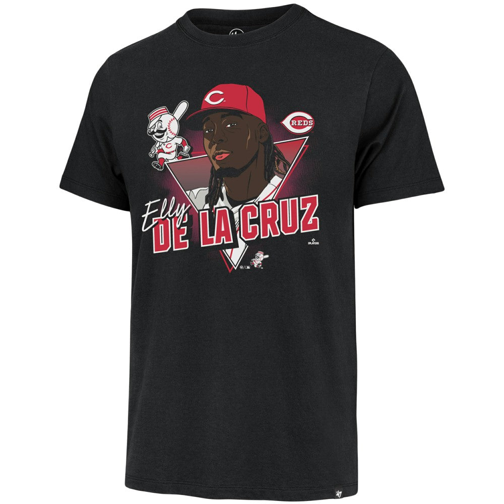 MLB Elly De La Cruz Cincinnati Reds '47 Player Caricature Franklin T-Shirt