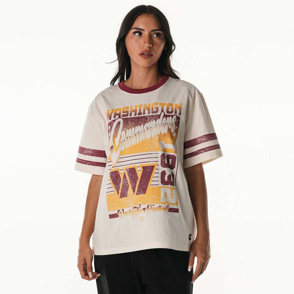 The Wild Collective Women's Vintage Drop Shoulder Oversized Boyfriend T-Shirt - Washington Commanders