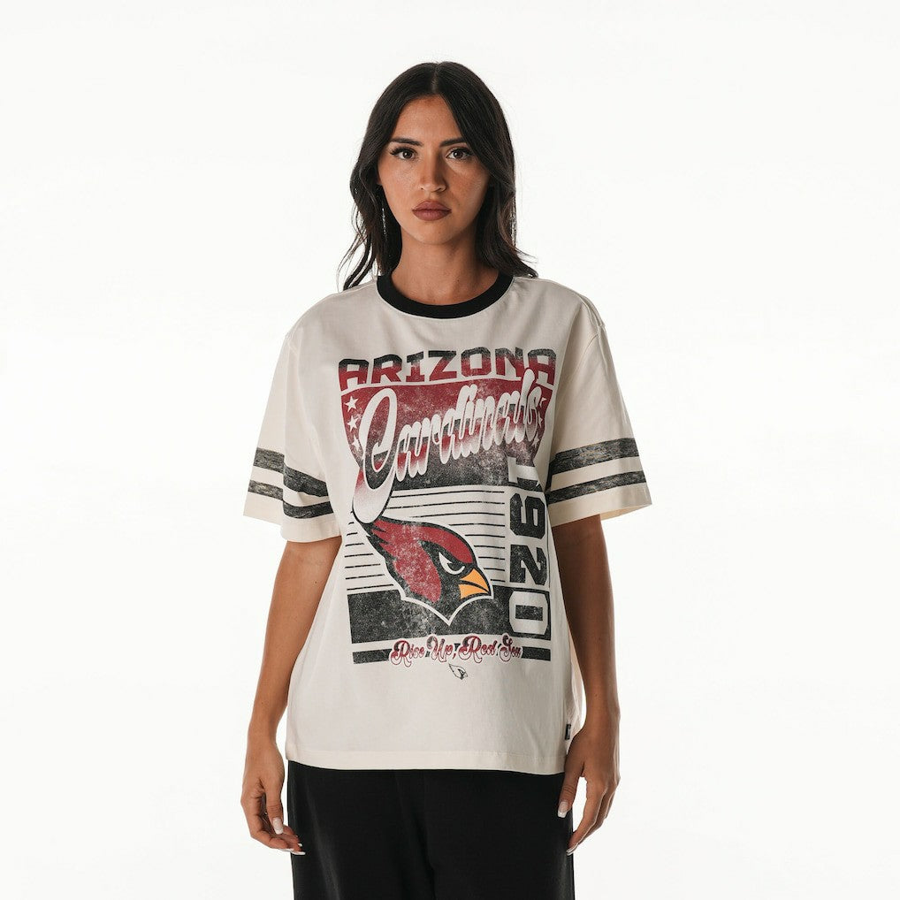 The Wild Collective Women's Vintage Drop Shoulder Oversized Boyfriend T-Shirt - Arizona Cardinals