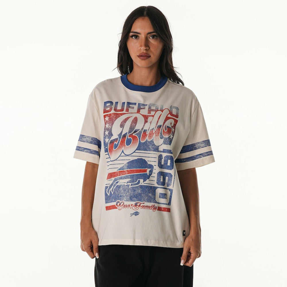 The Wild Collective Women's Vintage Drop Shoulder Oversized Boyfriend T-Shirt - Buffalo Bills