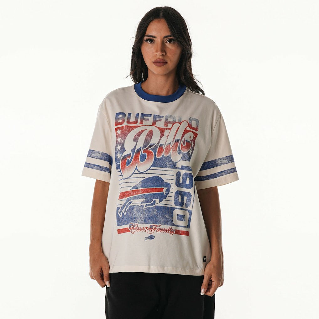 The Wild Collective Women's Vintage Drop Shoulder Oversized Boyfriend T-Shirt - Buffalo Bills