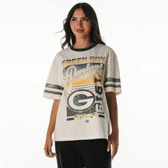 The Wild Collective Women's Vintage Drop Shoulder Oversized Boyfriend T-Shirt - Green Bay Packers
