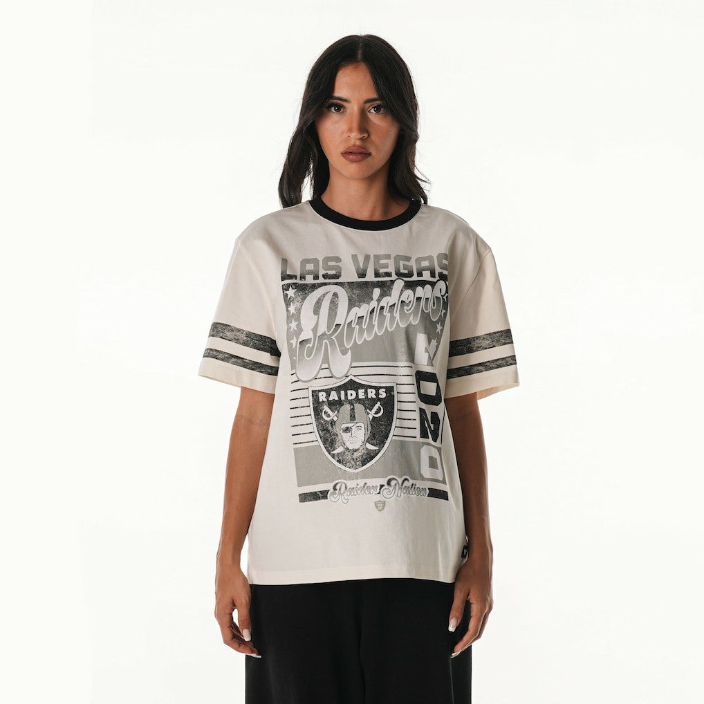 The Wild Collective Women's Vintage Drop Shoulder Oversized Boyfriend T-Shirt - Las Vegas Raiders