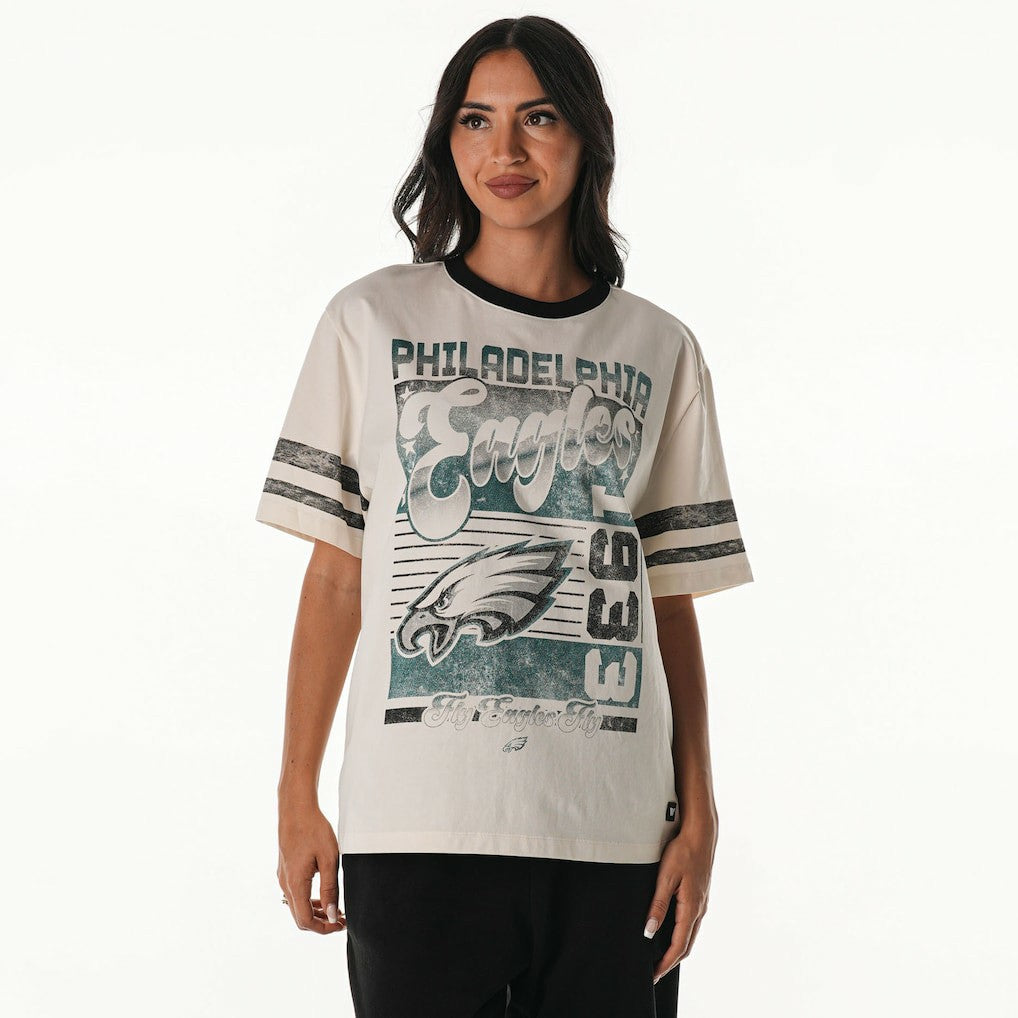 The Wild Collective Women's Vintage Drop Shoulder Oversized Boyfriend T-Shirt - Philadelphia Eagles