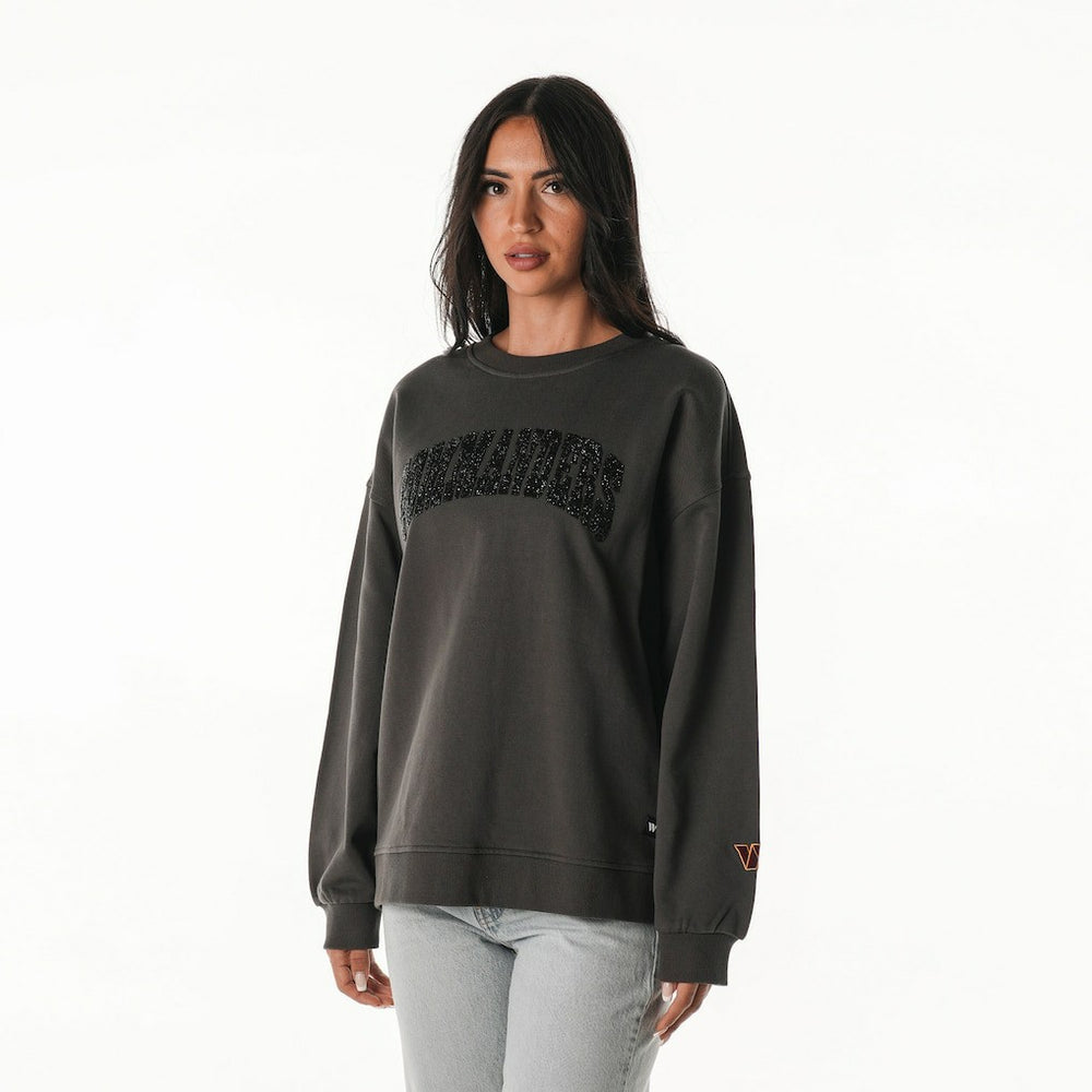 The Wild Collective Women's Rock Crystal Oversized Crewneck Sweatshirt - Washington Commanders
