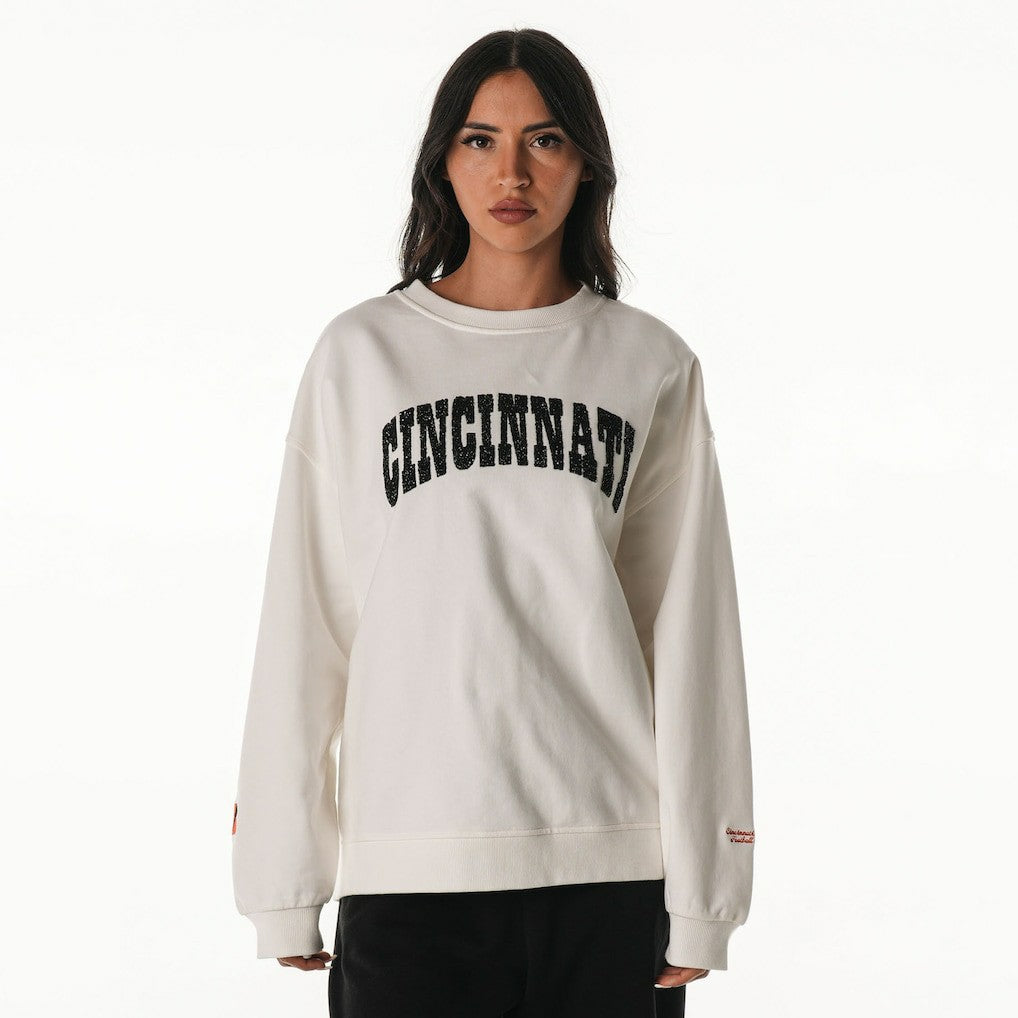 The Wild Collective Women's Rock Crystal Oversized Crewneck Sweatshirt - Cincinnati Bengals