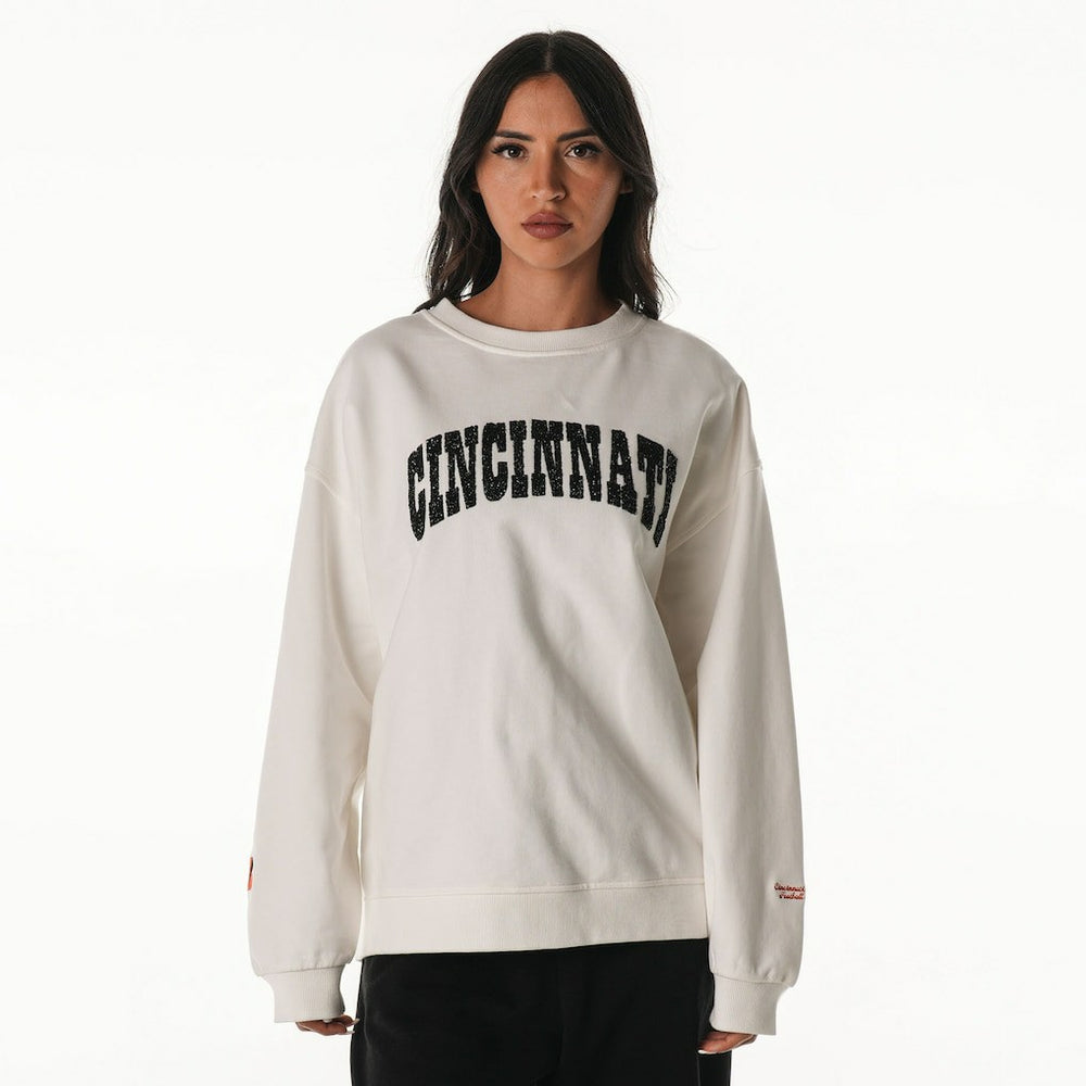 The Wild Collective Women's Rock Crystal Oversized Crewneck Sweatshirt - Cincinnati Bengals