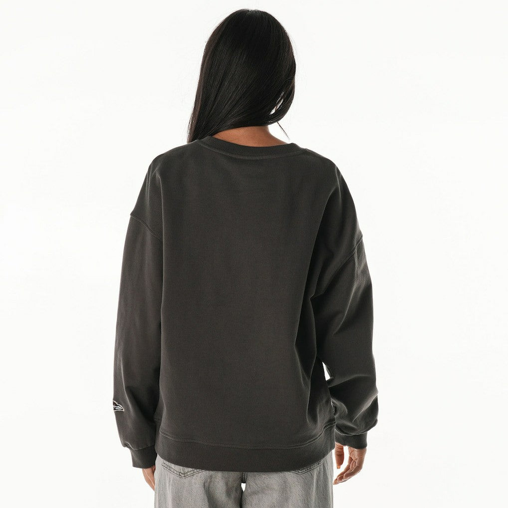 The Wild Collective Women's Rock Crystal Oversized Crewneck Sweatshirt - Baltimore Ravens
