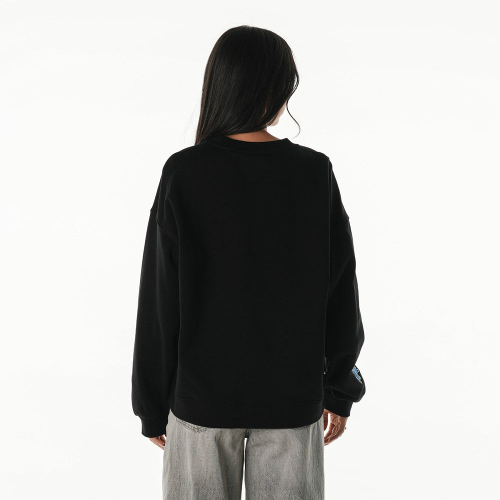 The Wild Collective Women's Rock Crystal Oversized Crewneck Sweatshirt - Detroit Lions