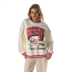 The Wild Collective Women's Oversized Vintage French Terry Sweatshirt - Kansas City Chiefs