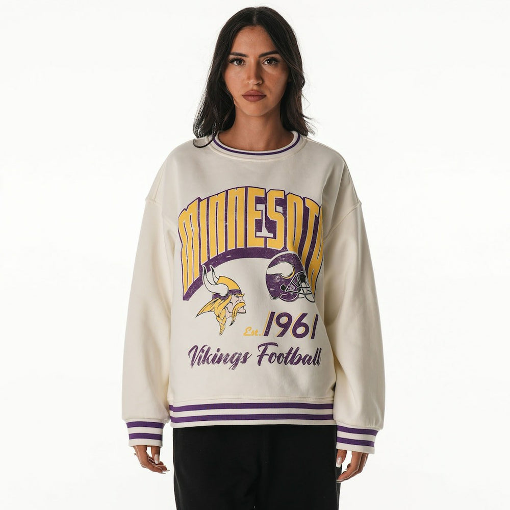 The Wild Collective Women's Oversized Vintage French Terry Sweatshirt - Minnesota Vikings