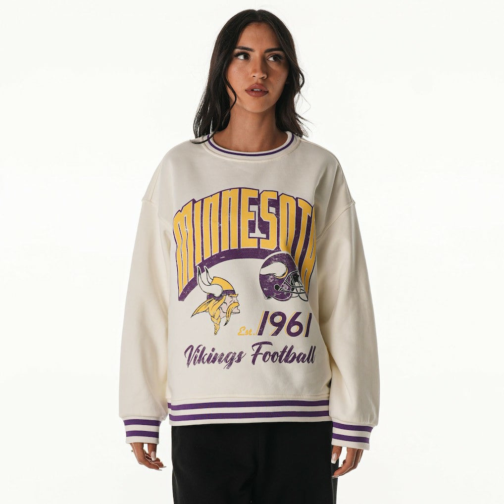 The Wild Collective Women's Oversized Vintage French Terry Sweatshirt - Minnesota Vikings