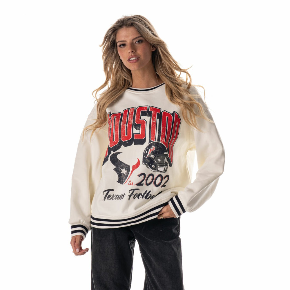 The Wild Collective Women's Oversized Vintage French Terry Sweatshirt - Houston Texans