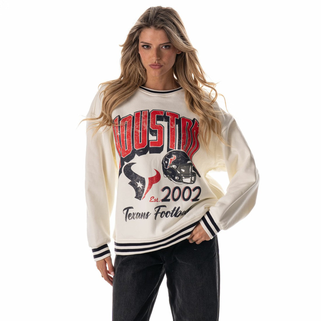 The Wild Collective Women's Oversized Vintage French Terry Sweatshirt - Houston Texans
