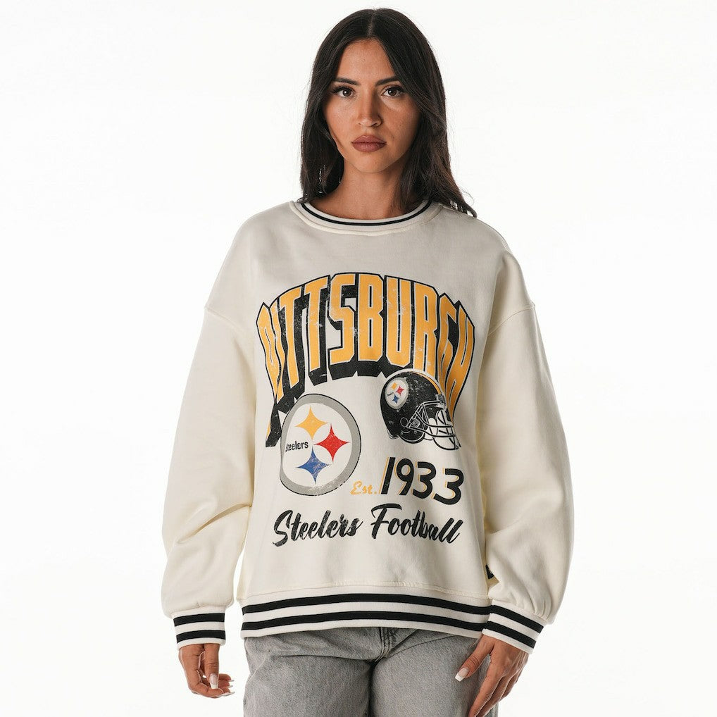 The Wild Collective Women's Oversized Vintage French Terry Sweatshirt - Pittsburgh Steelers
