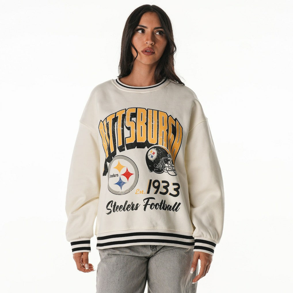 The Wild Collective Women's Oversized Vintage French Terry Sweatshirt - Pittsburgh Steelers