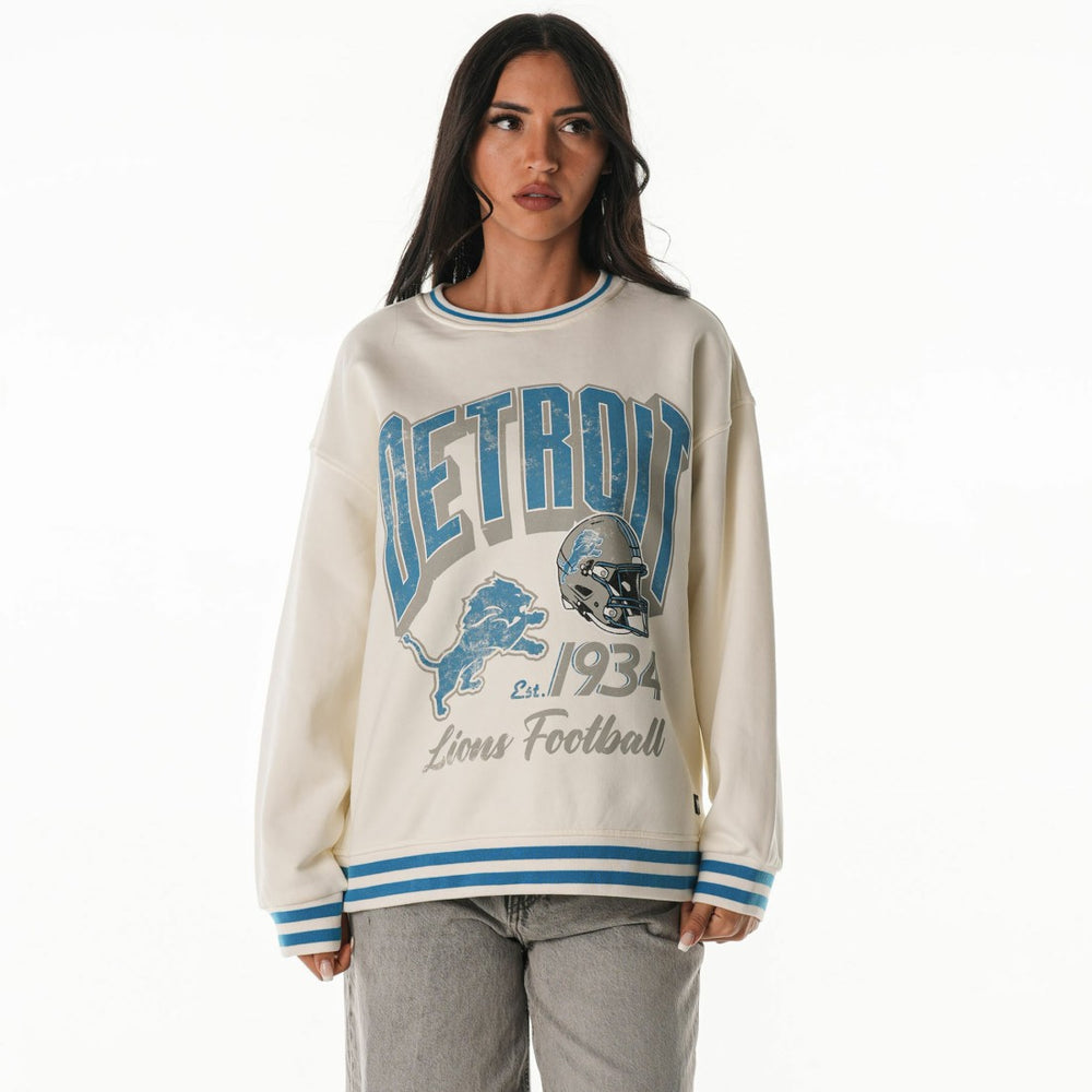The Wild Collective Women's Oversized Vintage French Terry Sweatshirt - Detroit Lions