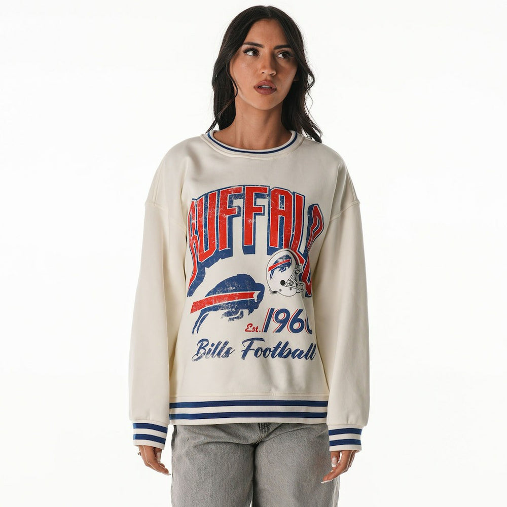 The Wild Collective Women's Oversized Vintage French Terry Sweatshirt - Buffalo Bills