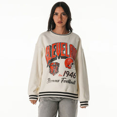 The Wild Collective Women's Oversized Vintage French Terry Sweatshirt - Cleveland Browns