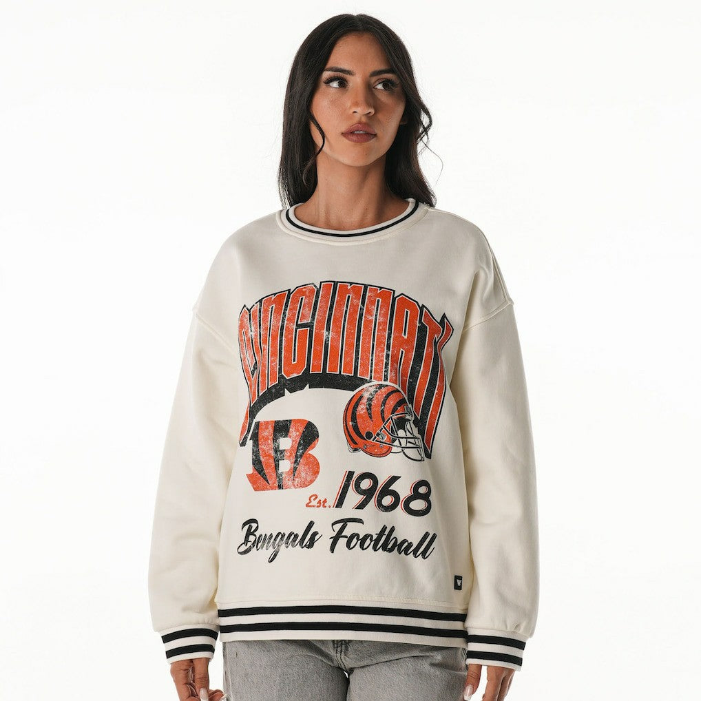 The Wild Collective Women's Oversized Vintage French Terry Sweatshirt - Cincinnati Bengals