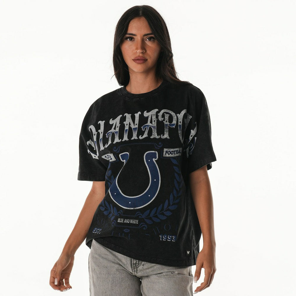 The Wild Collective Women's Laurel Premium Baggy Dolman T-Shirt - Indianapolis Colts
