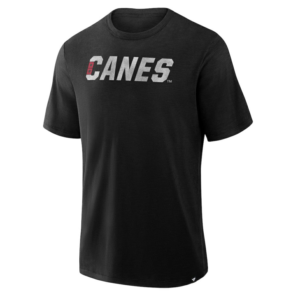 NHL Black Carolina Hurricanes Fanatics Play Distressed Wordmark Stadium Slub T-Shirt