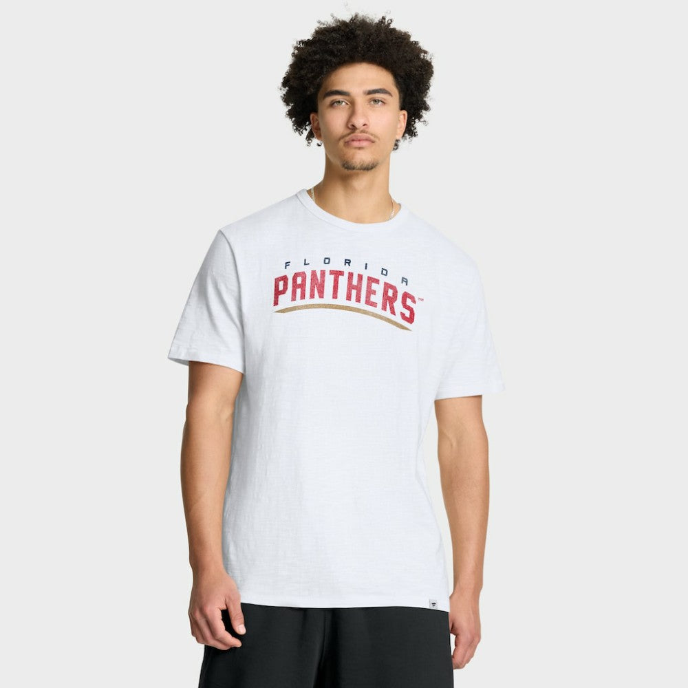 NHL White Florida Panthers Fanatics Play Distressed Wordmark Stadium Slub T-Shirt
