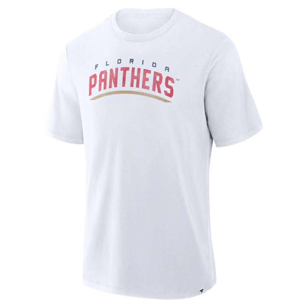 NHL White Florida Panthers Fanatics Play Distressed Wordmark Stadium Slub T-Shirt